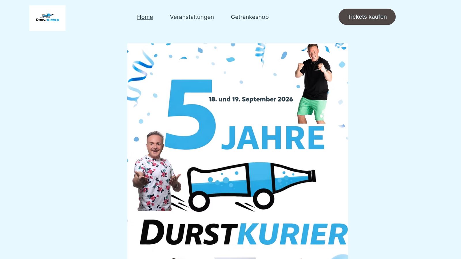 Webseite von Durstkurier – Getränkelieferdienst, dessen IT-Infrastruktur von SG IT Breisgau betreut wird
